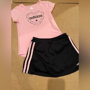 Little Girls Adidas Tennis Outfit - Pink / Black